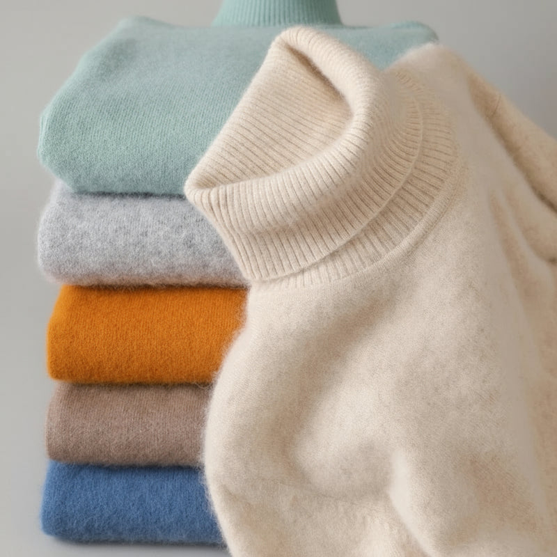 100% Merino Wool Cashmere Sweater Women Knitted Sweater Turtleneck Long Sleeve Pullovers Autumn Winter Clothing Warm Jumper Tops