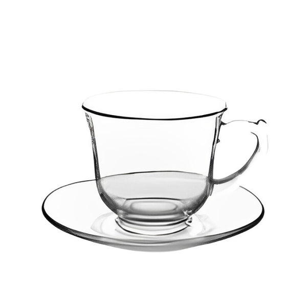 12PC Glass Cup Mug & Saucer Base Table Tea Cappuccino Espresso Coffee Drink Set