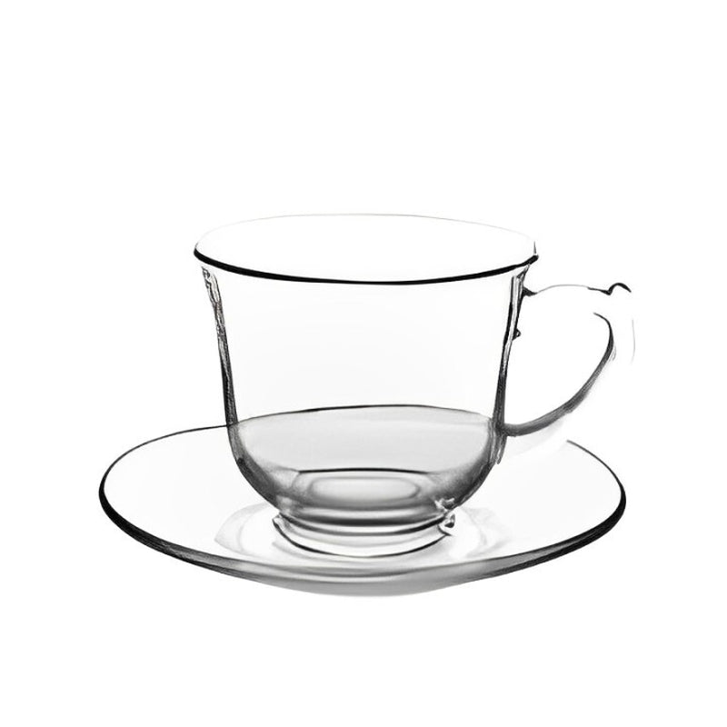 12PC Glass Cup Mug & Saucer Base Table Tea Cappuccino Espresso Coffee Drink Set