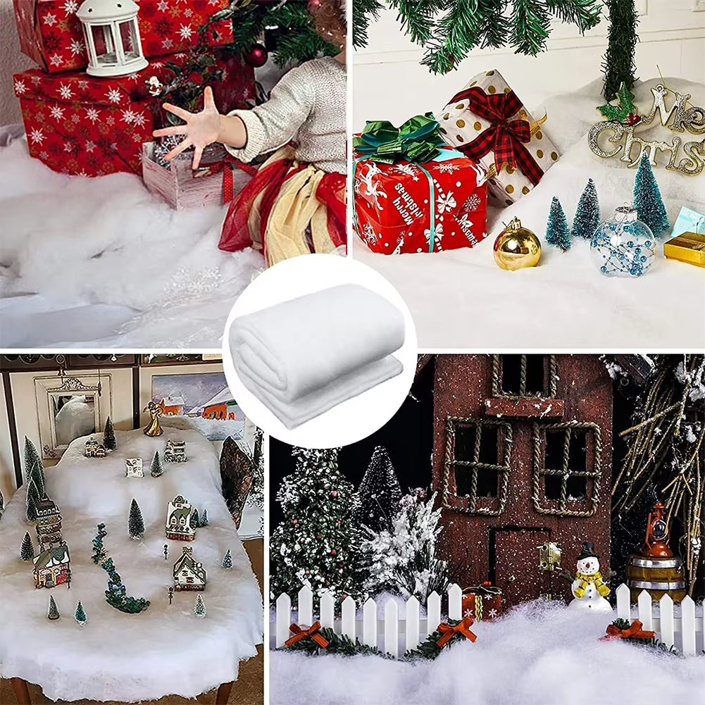 Artificial Christmas Fake Snow Cotton Carpet Fluffy Fiber Stuffing White Snow for Xmas Tree Ornament Christmas Decoration