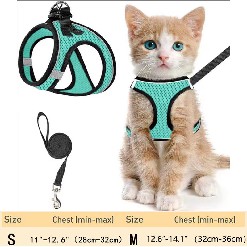 Cat Harness and Leash for Walking Escape Proof, Adjustable Kitten Vest Harness Reflective Soft Mesh Puppy Harness for Outdoor, C