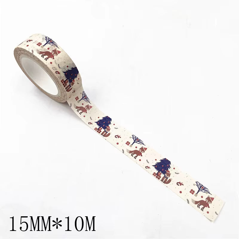 1PC Christmas Washi Tapes Snowflake Reindeer Stripes Kawaii Masking Tapes Stickers Stationery Scrapbooking School Supplies