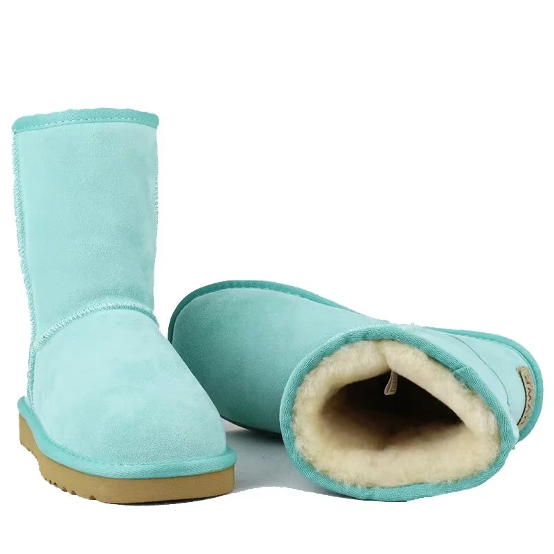 Cow Suede Leather Snow Boots Women Top Quality Australia Fur Boots Winter Boots for Women Warm Wool Ankle Boots Botas Mujer
