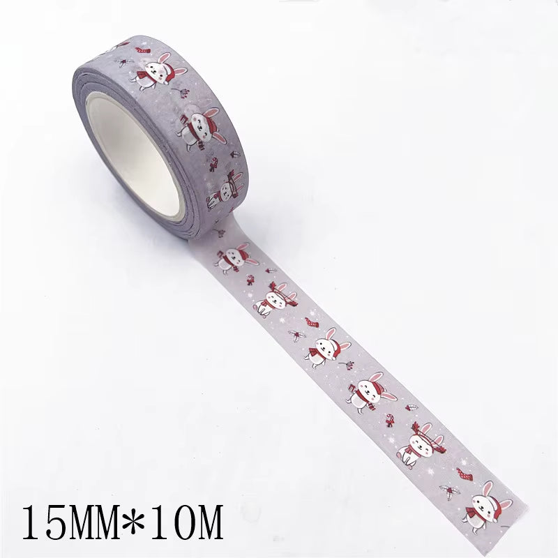 1PC Christmas Washi Tapes Snowflake Reindeer Stripes Kawaii Masking Tapes Stickers Stationery Scrapbooking School Supplies