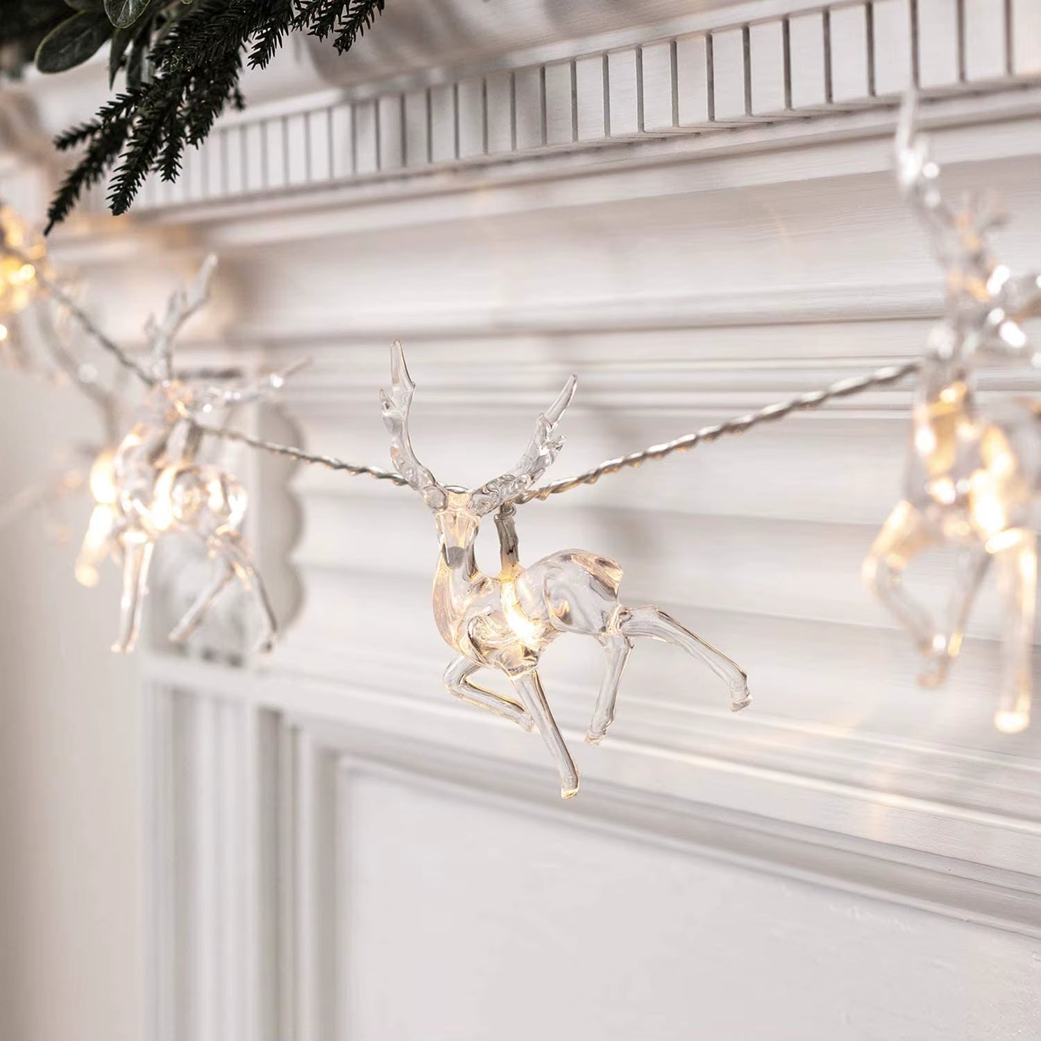 1.5M 10LED Christmas Reindeer String Lights Battery Operated Fairy Lights Christmas Holiday Indoor Home Decorations Navidad Noel