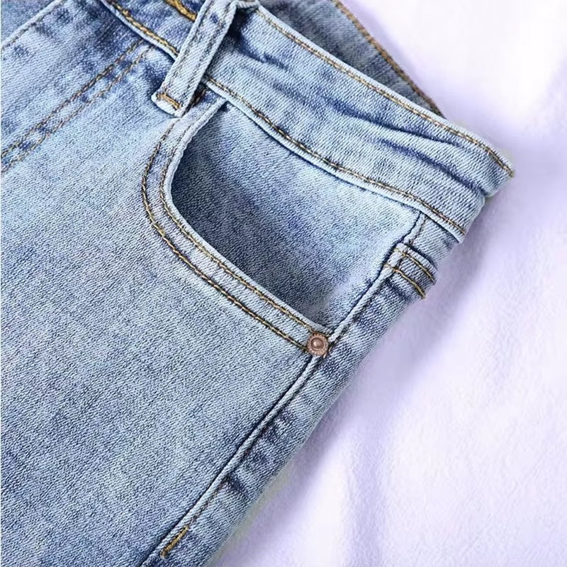 Elastic Strech Jeans for Women High Waist Full Length Skinny Pencil Black Blue Denim Pants Slim Streetwear Female Trousers